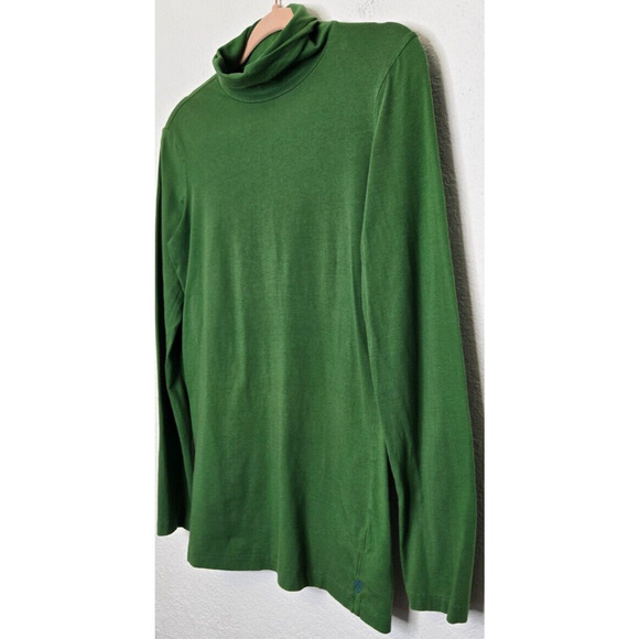 Martin + OSA Womens Turtleneck Small Green Cotton Long Sleeve Shirt Embroidered - Picture 2 of 10